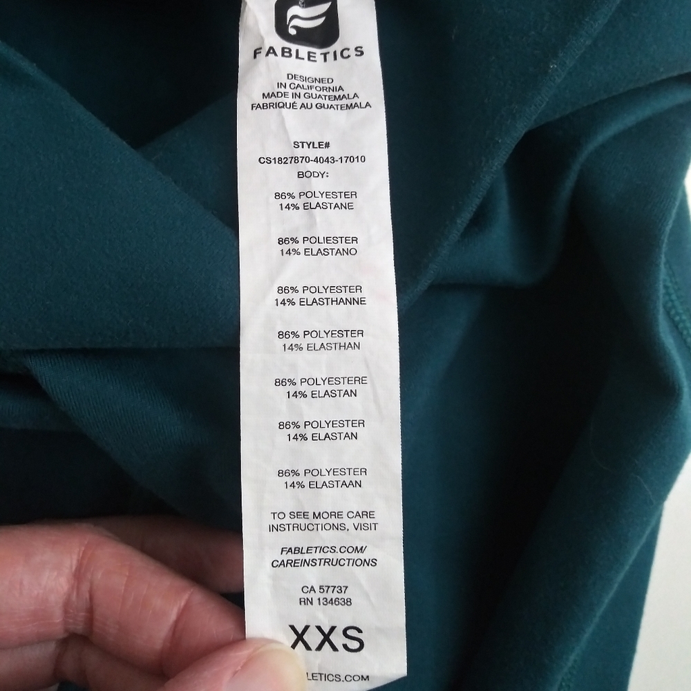 Fabletics High Waisted Solid Powerflex Teal Xxs - image 8